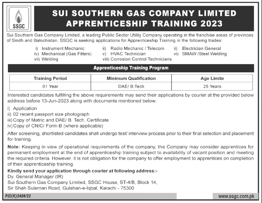 Sui Southern Gas Company Limited Apprenticeship Programe