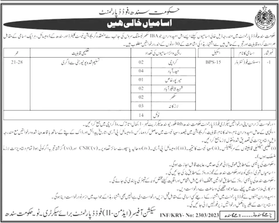 Food Department Jobs 2023