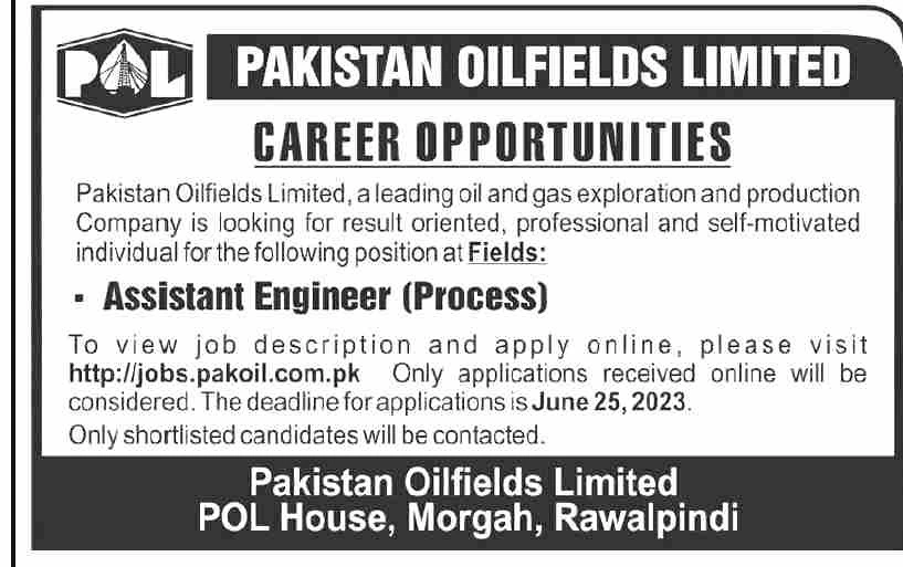 Pakistan Oilfields Limited Job 2023