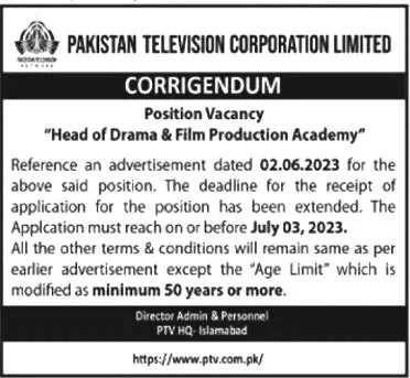 Pakistan Television Corporation Limited Jobs