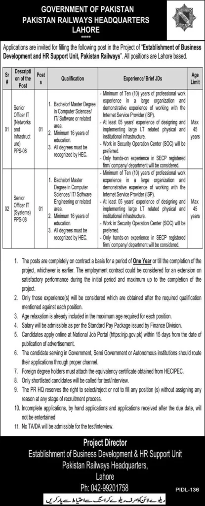 Pakistan Railways Jobs 2023