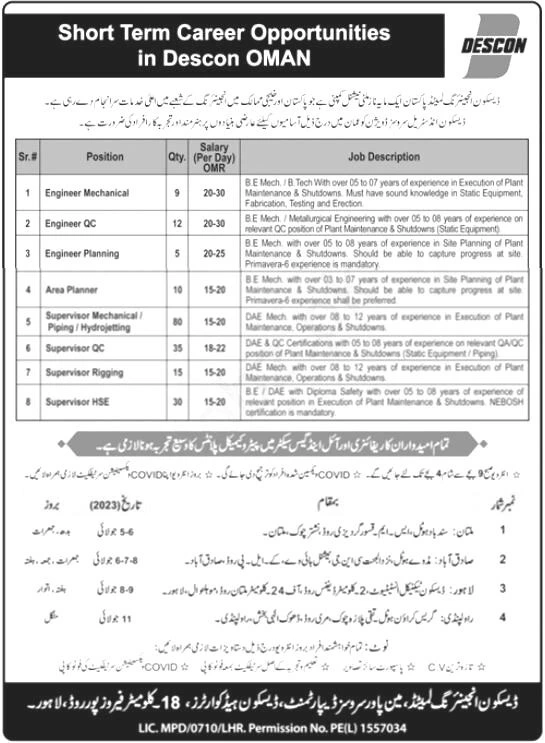 Oman Jobs for Pakistani - Oman Inspector Jobs - OEC Jobs - Overseas Employment Corporation Jobs