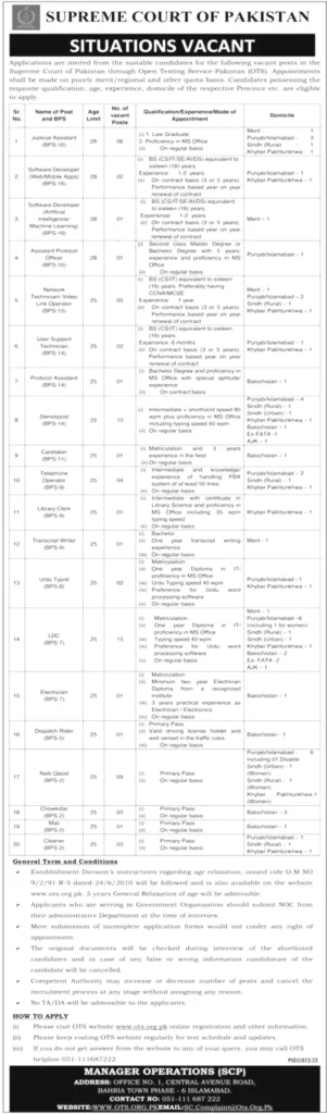 Supreme Court of Pakistan Jobs 2023