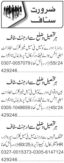 Call Operator & HR Manager Jobs 2023

